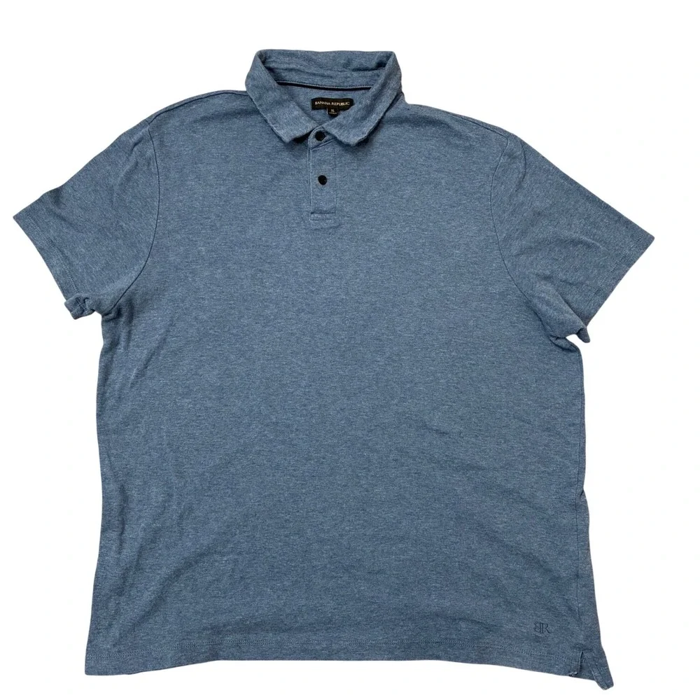 Banana Republic Mens XL Blue Heathered Cotton Short Sleeve Polo‎ Shirt 1588968